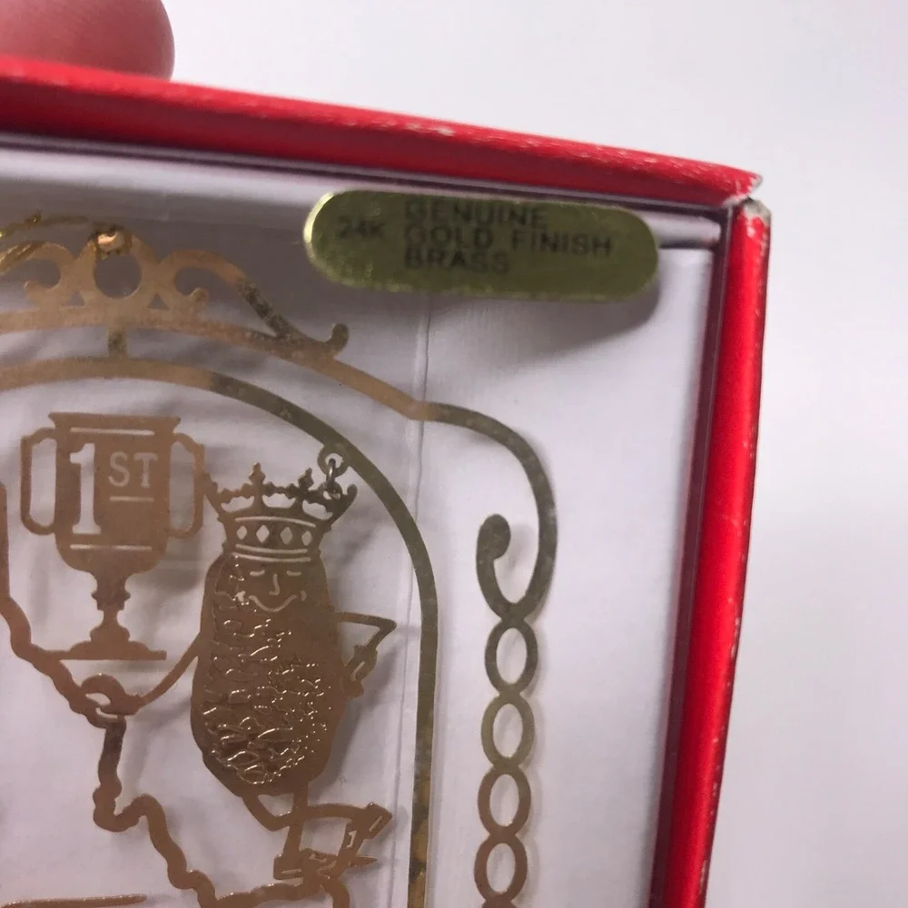 Idaho Famous Potatoes Christmas Ornament 24k Gold Finish Brass Holiday Boxed